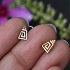 Trapezium Spiral Nose Stud 14k Solid Yellow Gold Geometric Boho Piercing Jewelry