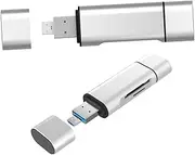 Vaguelly Type Dual OTG Memory Card Reader with Micro USB and USB Compatibility Portable Silver Design for Phones and Computers