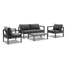 NEW Cuba Outdoor Aluminium 2+1+1 Lounge Set w/ Coffee Table | Patio Garden