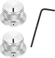 uxcell 2Pcs Aluminium Knurled Potentiometer Knobs 1/4" Volume Tone Control Top Hat Knob for Guitar Instruments Audio Mixer Amplifier Gold