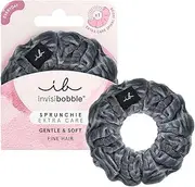invisibobble Extra Care Grey Scrunchie Soft as Silk, Hair Bobbles Strong Hold for Girls and Women, Scrunchies Velvet Grey, Designed in the Heart of Munich