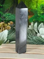 Tower - Black Tourmaline Jasper Natural Stone Quartz Crystal Obelisk Point - 362