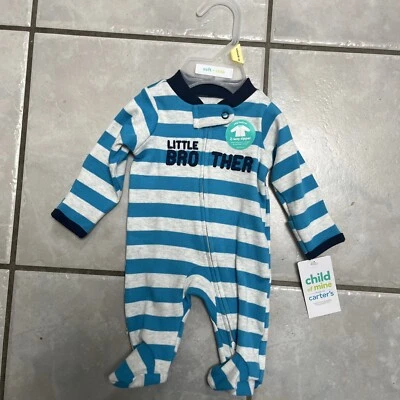 Boys Preemie Carter's Little Brother Striped One-Piece Sleeper- NWT