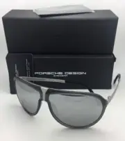 PORSCHE DESIGN Sunglasses P'8619 C 64-09 Palladium-Grey Aviator w/ Silver Mirror