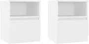 [vidaXL] 2X Bed Cabinets Indoor Living Room Bedroom Side Bedside Table Storage Nightstand Home Organiser Furniture White Engineered Wood