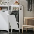 Tilt-Out Laundry Hamper Cabinet with Hidden Basket & Shelf, Bathroom Storage Cab