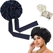 100% Mulberry Silk Night Sleep Cap, Elastic Soft Sleeping Head Cover for Women Curly Hair, Sleep Cap Bonnet for Hair Loss Women Sleeping Hat for Sleep, Hair Loss, Hair Protection, Head Cover