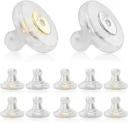 LunarCharm 12 Pieces Silicone Earring Backs, 18K Gold, Secure Closure Design for Stud Earrings, Hypoallergenic Replacement for Drop Ears, Irritation-Free Earring Backs