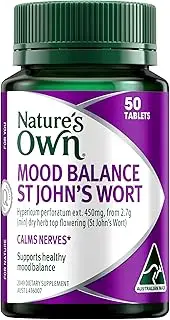 Nature's Own Mood Balance St John's Wort Tablets 50 - Relieves Mild Anxiety Symptoms - Traditionally used in Western Herbal Medicine to Decrease Restlessness and Reduce Mental Fatigue