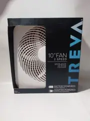 *NEW* Treva 10-Inch Portable Fan, Powered by Battery and/or AC Adapter White