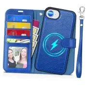Case Wallet for iPhone 16e, [Wrist Strap] Removable [2 Klein Blue - Textured
