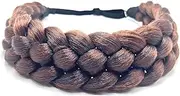 Hair Braided Headband Classic Chunky Wide Thick Plaited Braids Elastic Stretch Synthetic Hairpiece Braid Headband -Women Beauty Accessory (Dark brown, One size)