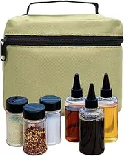 Condiment Carrying Bag,Outdoor Condiment Bag | BBQ Kitchen Condiment Storage Bag with 6 Bottles - Powder Liquid Seasoning Container