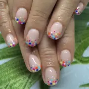 24Pcs Valentine s Day Dot Print Short Square Press on for Fashion Women