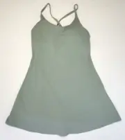 Halara Easy Peezy twist backless build in shorts bra active dress Sage New Sz M