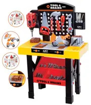 Tool Bench With Tools, Saw, Drill, Nuts And Bolts