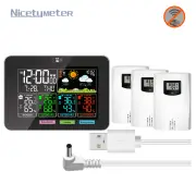 Wireless Weather Clock with 3 Temperature Humidity Sensors - Indoor/ Outdoor, Accurate Forecast Air Pressure Detection 1