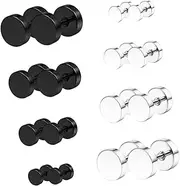 [LIFKOME] 8 Pack Hoop Earrings Stainless Steel Studs Helix Piercing Jewelry Unisex Fashion Earrings Easy to Wear