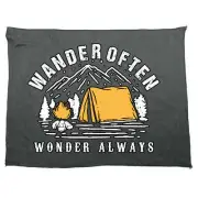 Wander Often Wonder Always Camping Hiking - Funny Microfiber Gym Sports Towel