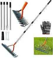 Scarifier Rake with Handle 170 cm, Metal Cutting Rake Garden, Removable, Adjustable Scarifier Rake Hand Scarifier Rake Scarifier Rake for Garden, Yard, Lawn
