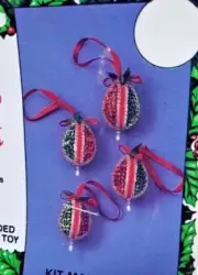 Walco Holiday MINI CHRISTMAS EGG Vintage Sequin Bead Ornament Craft Kit Make 4
