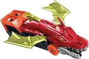 Hot Wheels City Dragon Launch Transporter, Spits Toy Cars from its Mouth, Connects to Other Sets, Holds up to 5 Toy Vehicles, Includes 1 Hot Wheels