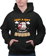 [Generic] Just a boy who Loves Bus Driver Back to School Black and Muticolor Unisex Hoodie