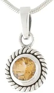 [Generic] Citrine Gemstone Pendant – Genuine Round Yellow Crystal in 925 Sterling Silver, Handmade November Birthstone Necklace – Natural Healing Stone Jewelry – Boho Chic Silver Pendant