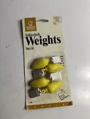 NOS Vintage Vegetable Heavy Picnic Clips Tablecloth Weights Yellow Corn