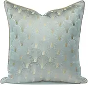 CVBFDB Chair Large Cushion Green Scallop Pattern Hotel Bed and Breakfast Sofa Cushion Cover(45cm*45cm)