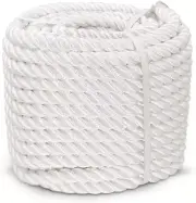 Nylon Twisted Rope - White Pull Rope Cord (5/8 Inch X 100 Ft)