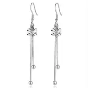 3PCS Flower Tassels In The Long Paragraph Simple Temperament Sweet Copper plating Earrings Plum Drop Earrings