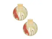 Printed Wood & Metal Geometric Pattern Round Circle Square Earrings ~ NEW!