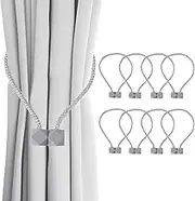8 Packs Magnetic Curtain Tiebacks Drapes, Elegant Decorative for Home Bedroom Office Curtain, Convenient Drape Tie Backs Decorative Curtain Holdbacks Holder Tiebacks for Window Draperies（Grey）