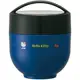 小禮堂 Hello Kitty 圓形不鏽鋼保鮮罐 不鏽鋼便當盒 熱湯罐 超輕量不鏽鋼 540ml (藍 側坐)
