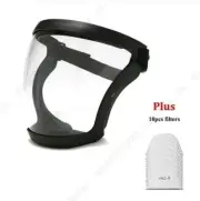 Full Face Protector Shield Transparent Facial Protection Mask + 10 Filters Gift