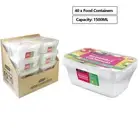 40 x Takeaway Food Containers Plastic Lids Rectangular Meal Prep Lunch Box 1.5L
