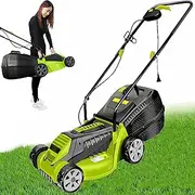 1600W Electric Lawn Mower, Cordless Lawnmower with 30L Large Grass Box, 32cm Cutting Width, 3 Adjustable Cutting Heights (25-65mm), Foldable Lawn Mower for Storage, for Gardens, Yards, Farms