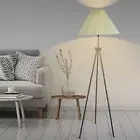 Modern Tripod Floor Lamp Linen Fabric Lampshade Home Decor Reading Beige