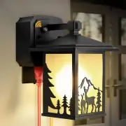 Porch Lights with GFCI Outlet, Dusk to Dawn Outdoor Light with Outlet, 3 Ligh...