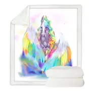 Colorful Rainbows and Starlight Pegasus Throw Blanket