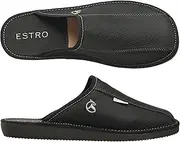 [ESTRO] Men's Leather Slippers - Men's Slippers - Men's Slippers Mules Slippers