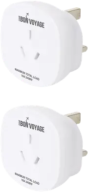 Bon Voyage Travel Adaptor Australia to UK (2 Pack)