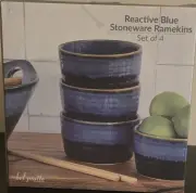 Reactive Blue Stoneware Ramekins Set of 4 bel piatto fine cookware 8 ounce New