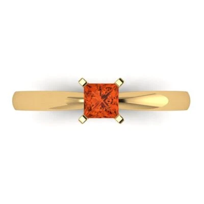 0.5Ct Princess Cut Red Gemstone Solid Gold Solitaire Engagement Promise Ring