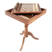 Trademark Games Wooden Chess and Backgammon Table Set 27"x18.125" Reversible Top