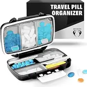 Travel Pill Container Box for Purse - Pill Organizer Small Travel Pill Case Moisture Proof Vitamin Medicine Container Pill Dispenser Supplement Holder Portable Airtight Daily Pill Sorter 7 Compartment