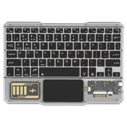 KB333 Transparent 78 Keys Wireless Bluetooth Keyboard with Touchpad, Colorful Backlight - Black