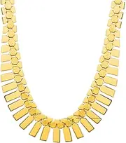 [ODETOJOY] Men's Hip Hop Necklace Bib Choker Statement Necklace 18K Real Gold Platinum Plated Pendants Jewelry Long Chains 46cm
