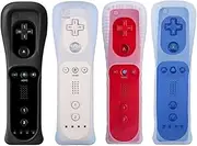 Tevodo Wii Remote Controller, 4 Packs Upgrade Wii Wireless Controller Compatible with Wii Wii U(Black, White,Deep Blue Red)